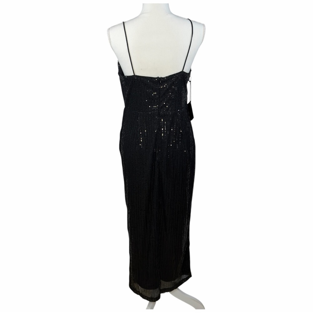 Area Stars Sequin Midi Dress Black Surplus Neckline Sleeveless Cocktail‎ L NEW - Picture 6 of 16